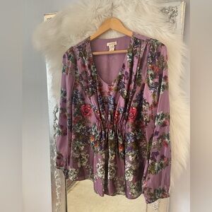 Sundance Garden Floral 100% Silk Tunic Med